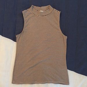 Striped Mock Turtleneck Muscle Tee Tank Size Large